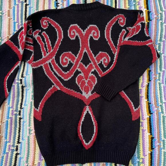 80s Ellen D metallic knit ornament sweater - Picture 8 of 8
